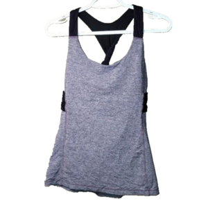 Lululemon twist back yoga tank built in ajustable bra deep purple heathered sz 8
